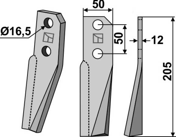 Rotorzinken 205x50mm, rechts